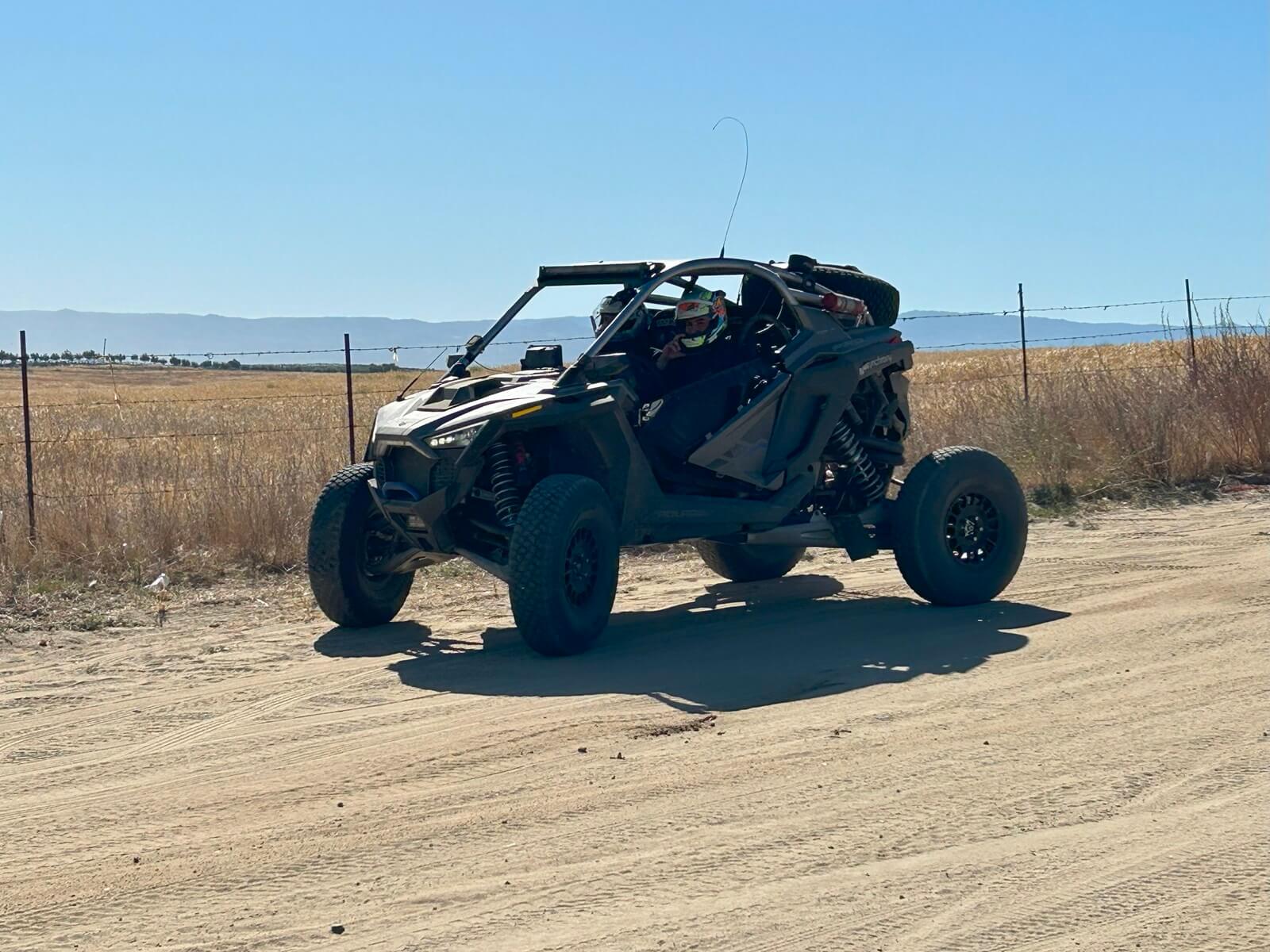 Brock Heger takes off in a Polaris RZR Pro R in Baja California. 