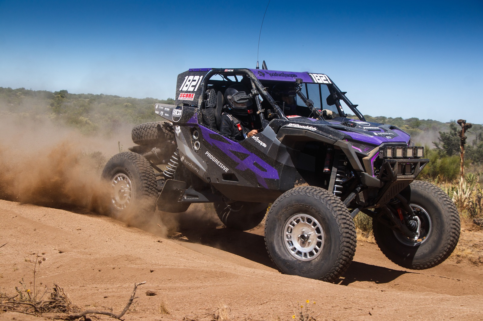 Cayden MacCachren on the race course in a RZR Pro R Factory. 