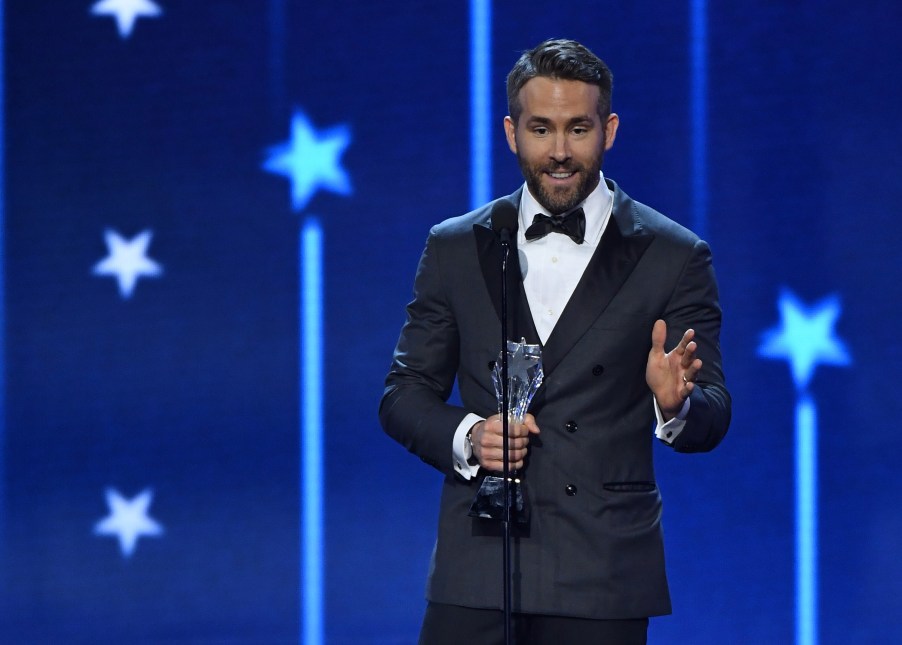 Ryan Reynolds accepting an award