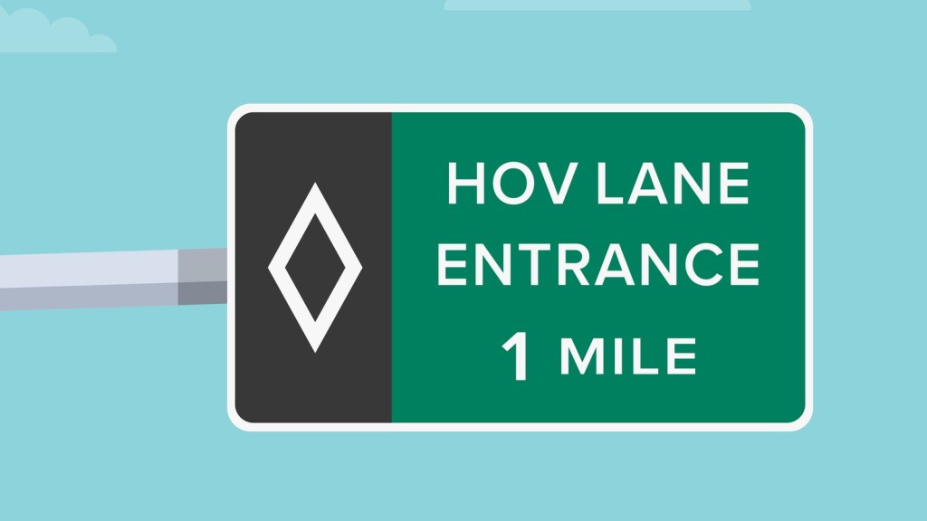 The Car pool lane or HOV lane is reserved for certain hours.