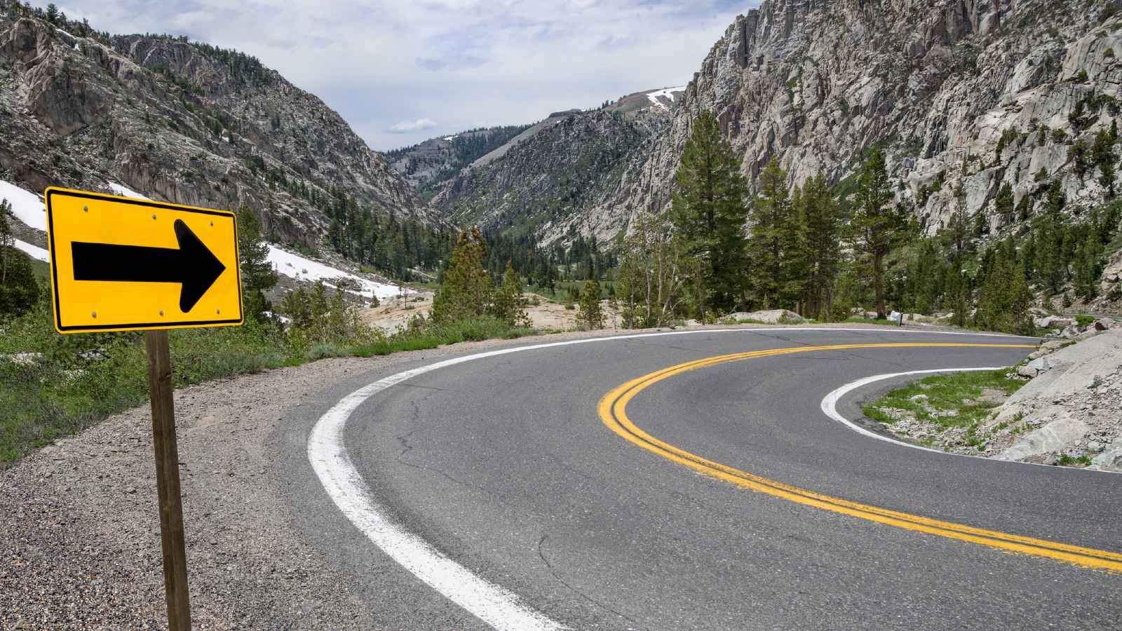 Sharp Turn on a Mountain Road without guardrails