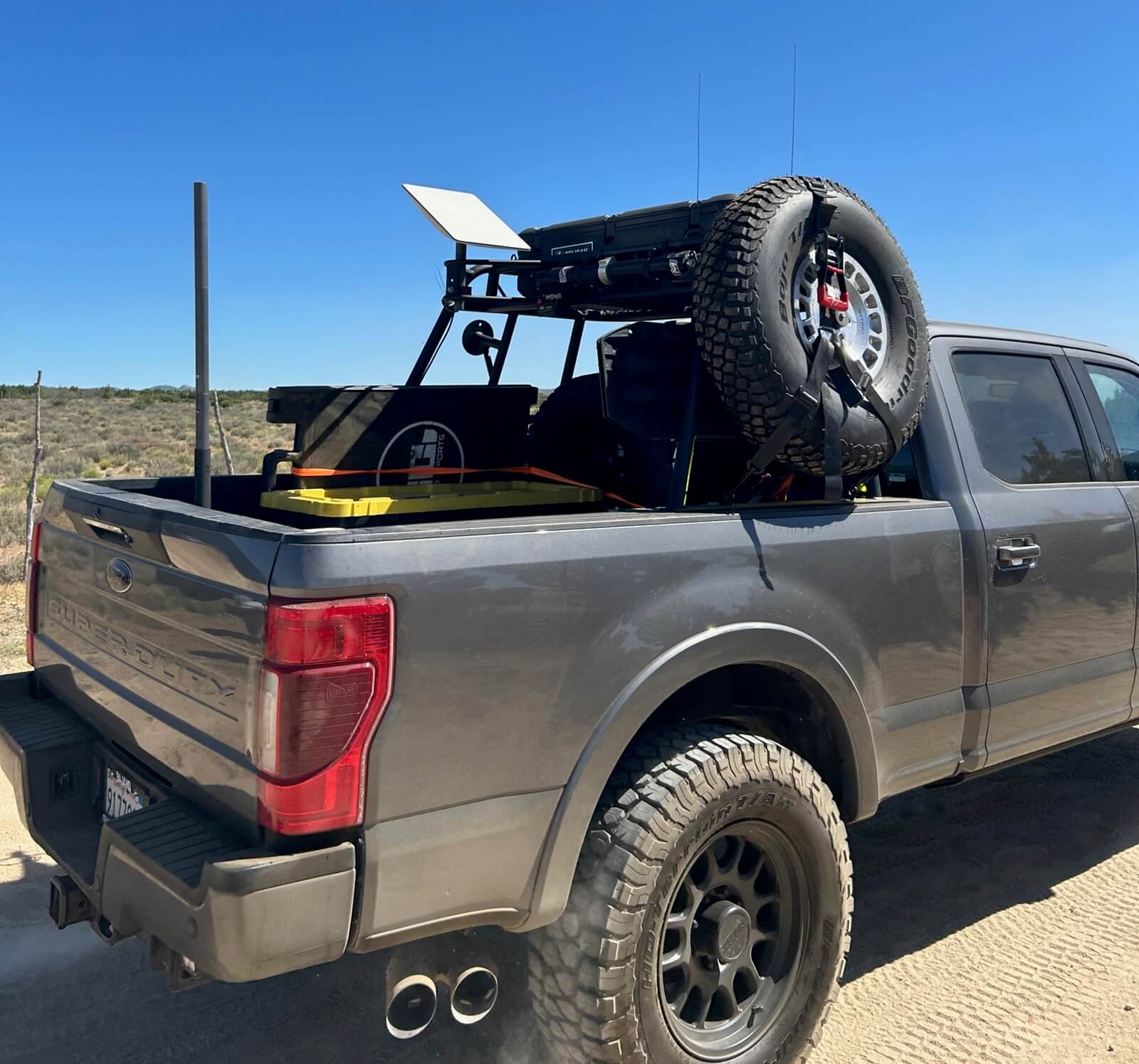 A Starlink system, popular with RVs and camping, on a chase truck at the SCORE Baja 500.