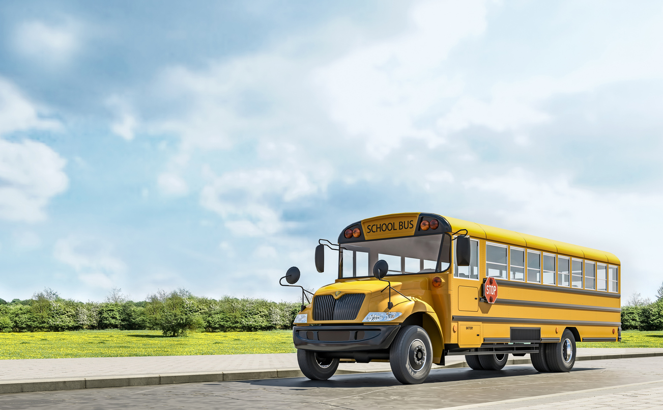 A school bus on a country road