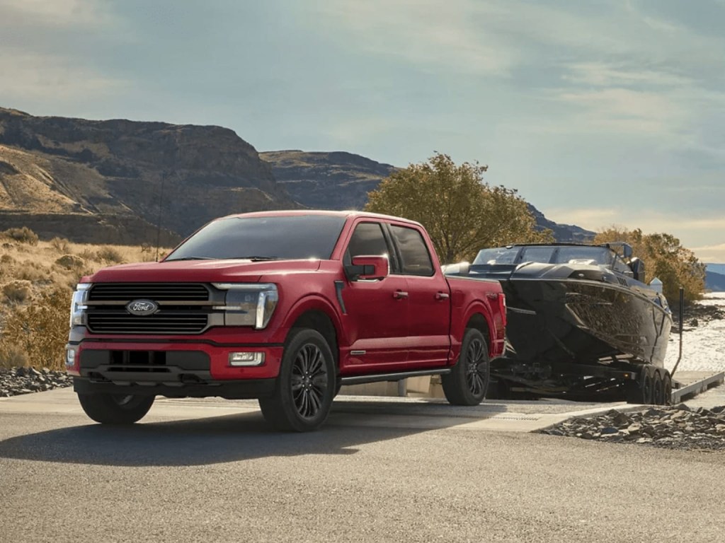 The 2024 Ford F-150 towing a boat