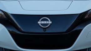2025 Nissan Leaf front end grille in very close view