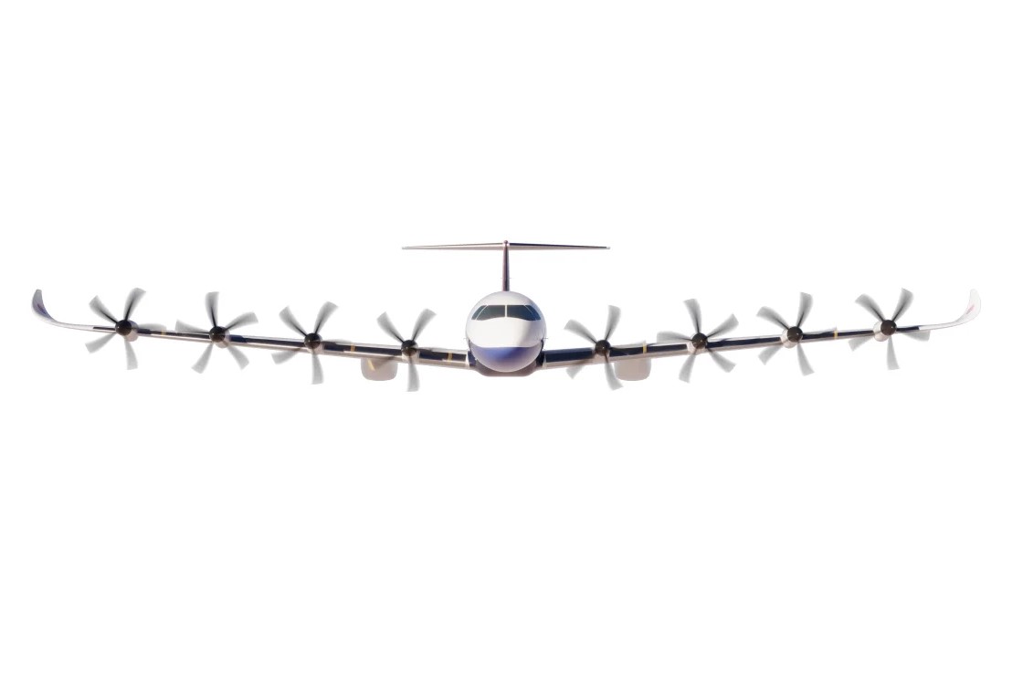 A rendering of the face of the Elysian E9X electric airplane