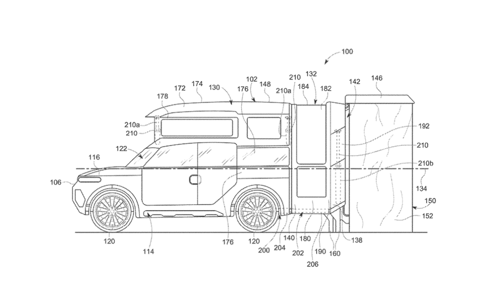 The Honda Element patent with a camping attachment