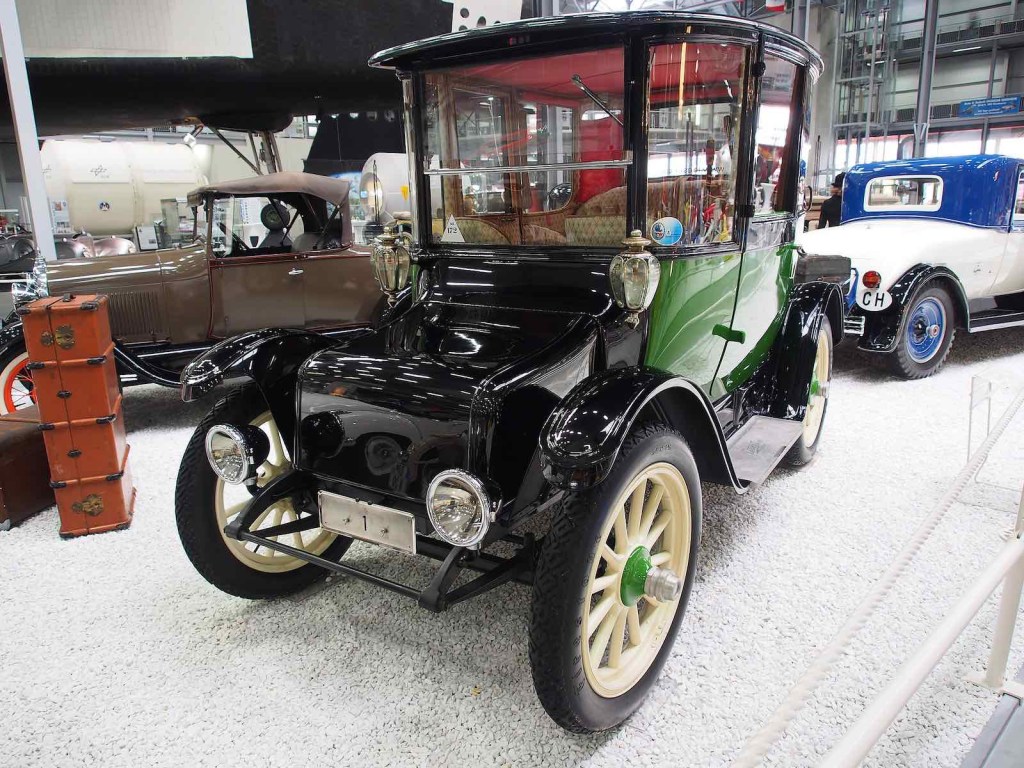 Green Detroit electric coupe.