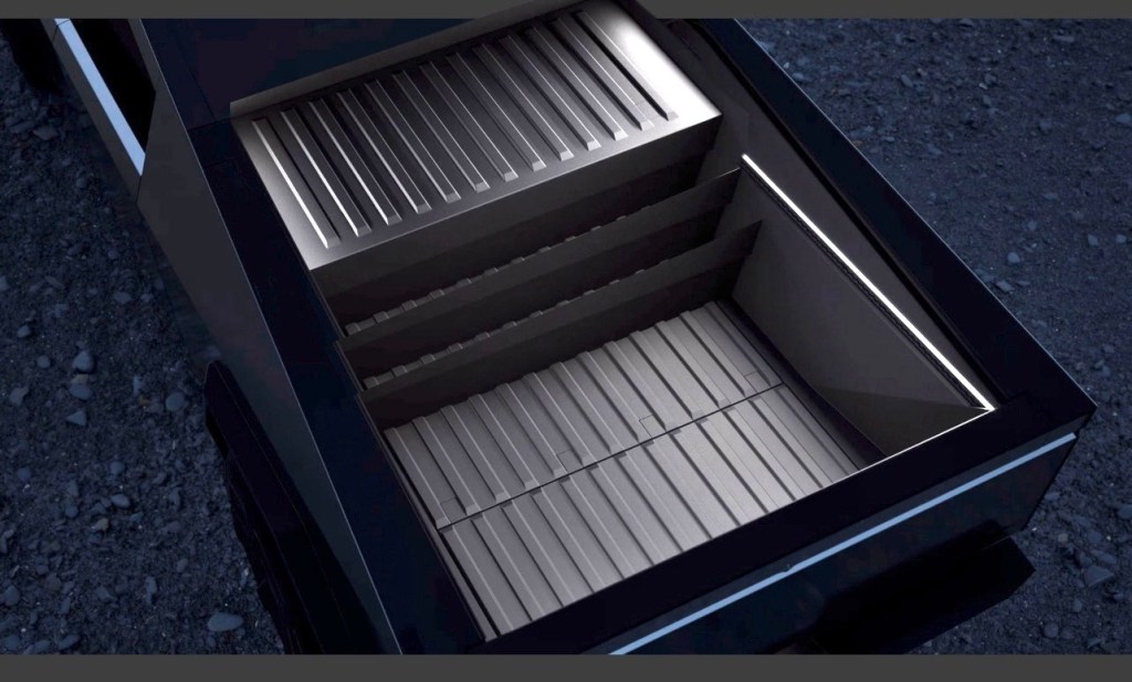 The Tesla Cybertruck range extender in the truck bed