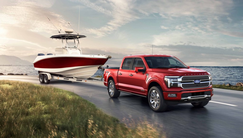 The 2024 Ford F-150 hauling a boat