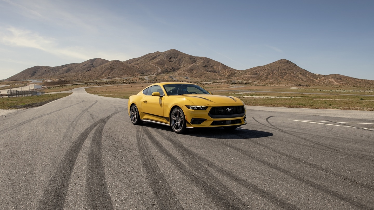 The 2024 Ford Mustang on a race track