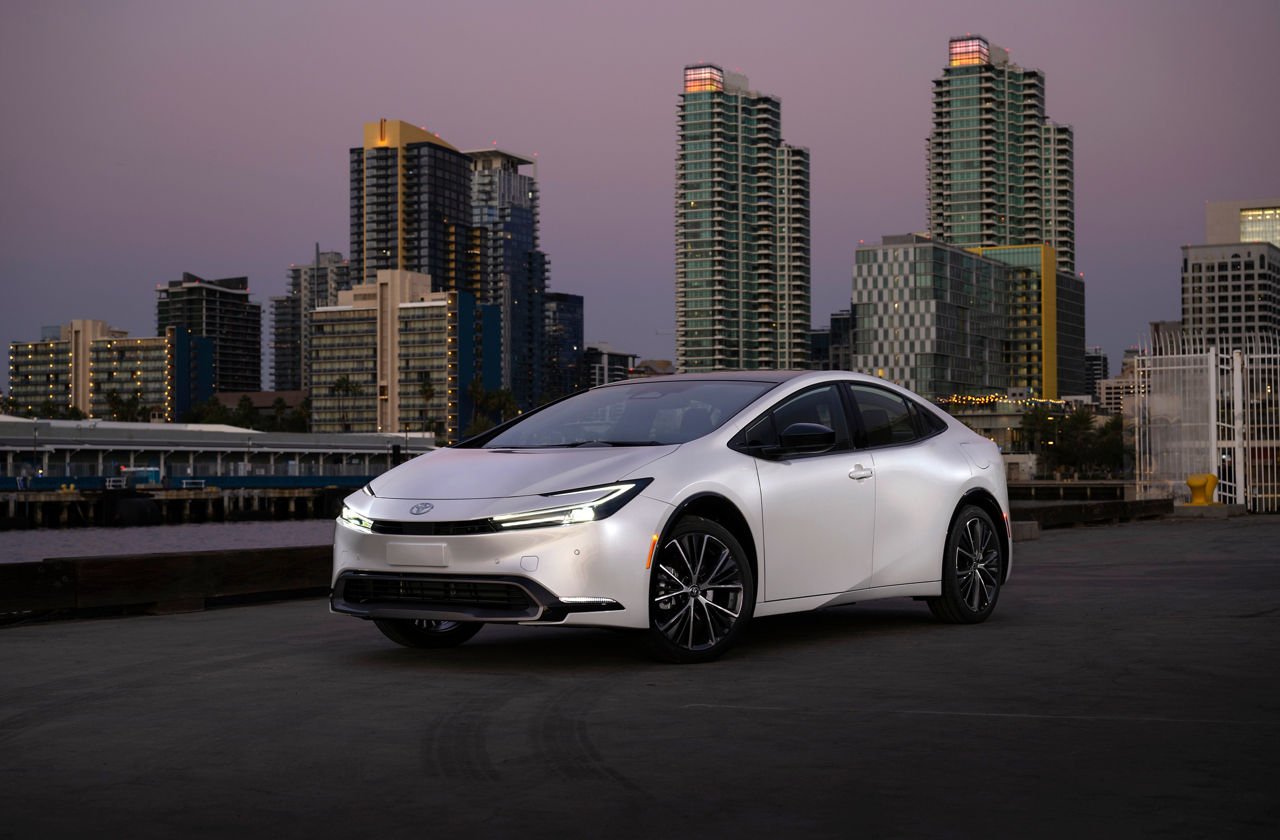 The 2024 Toyota Prius Prime in the city
