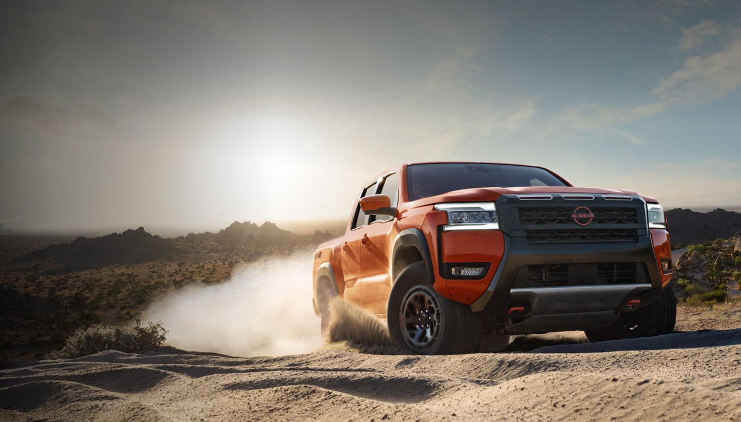The 2025 Nissan Frontier kicking up dust