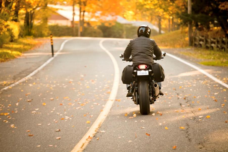 A motorcycle rider with saddlebags could carry their gun in their bags as long as they observe the law.