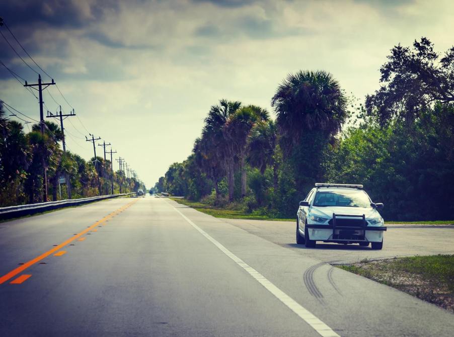 A police vehicle parked on the side of the road in Florida.