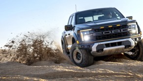 The 2024 Ford F-150 kicking up sand