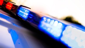 Police cruiser light bar in close view
