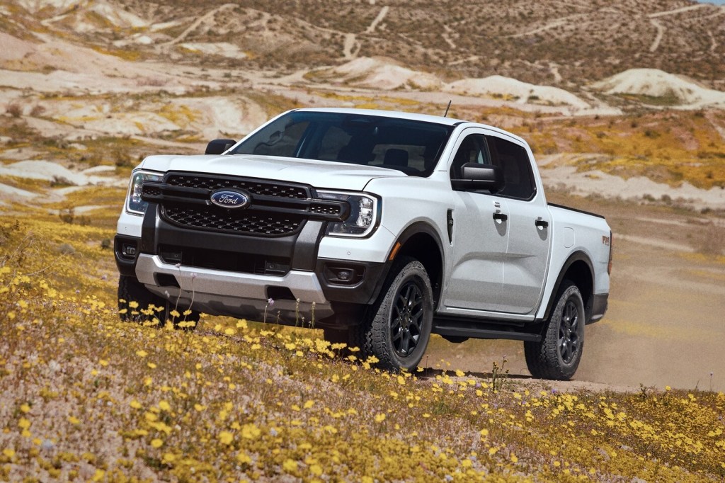 The 2024 Ford Ranger in a field of flowers