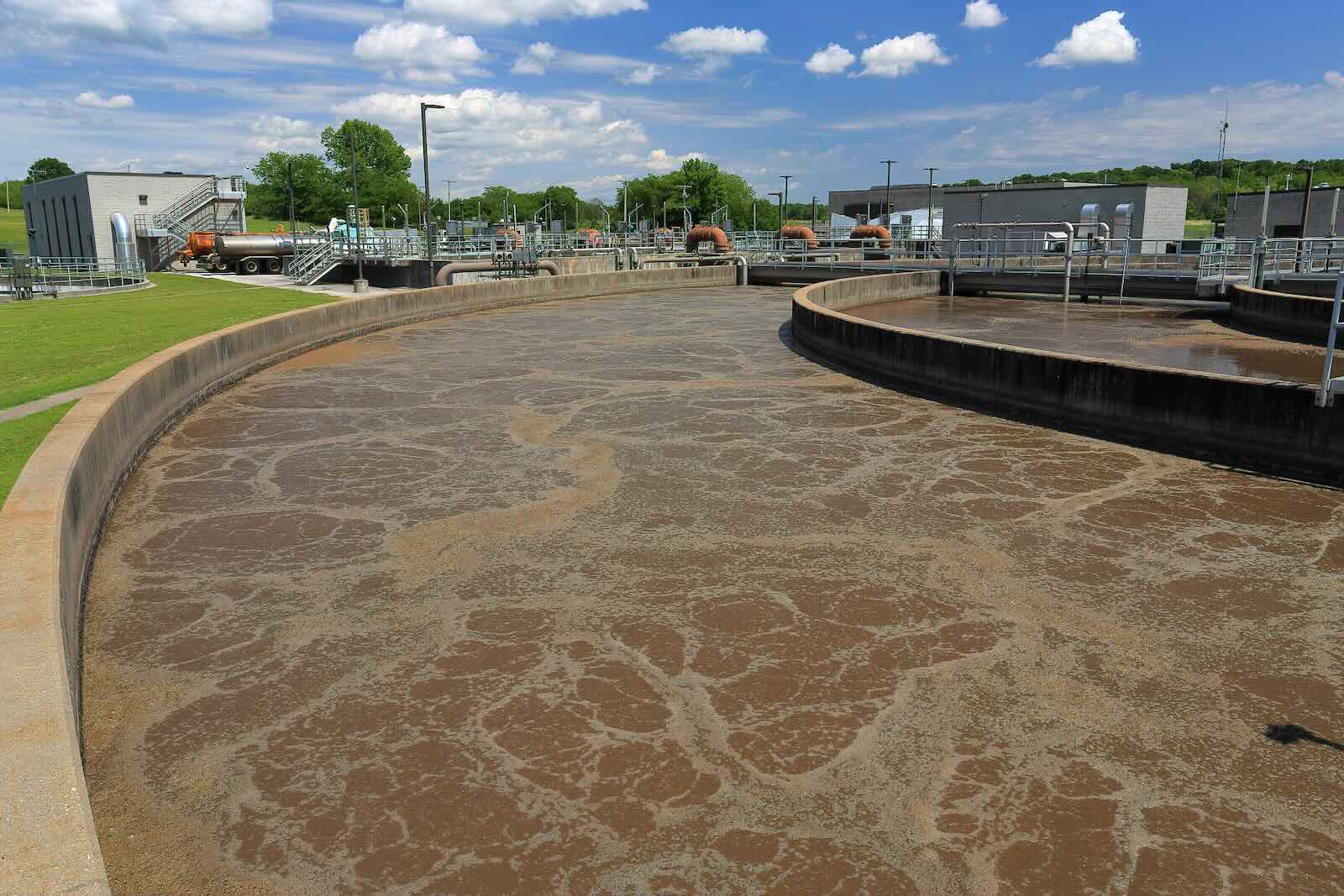 Sewage treatment plant holding tank.