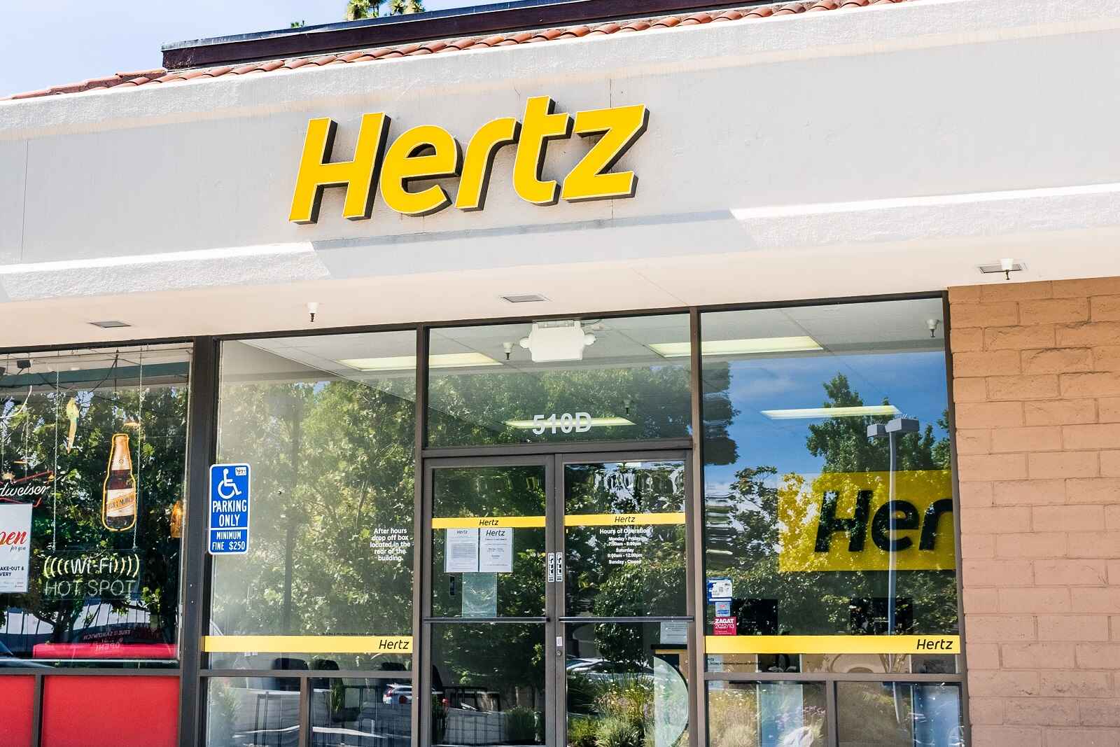 A Hertz rental car company storefront
