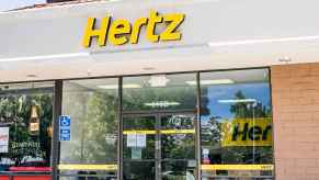 A Hertz rental car company storefront