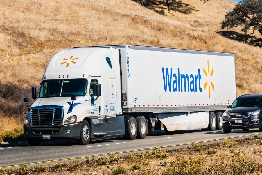 A Walmart semi-truck on the interstate