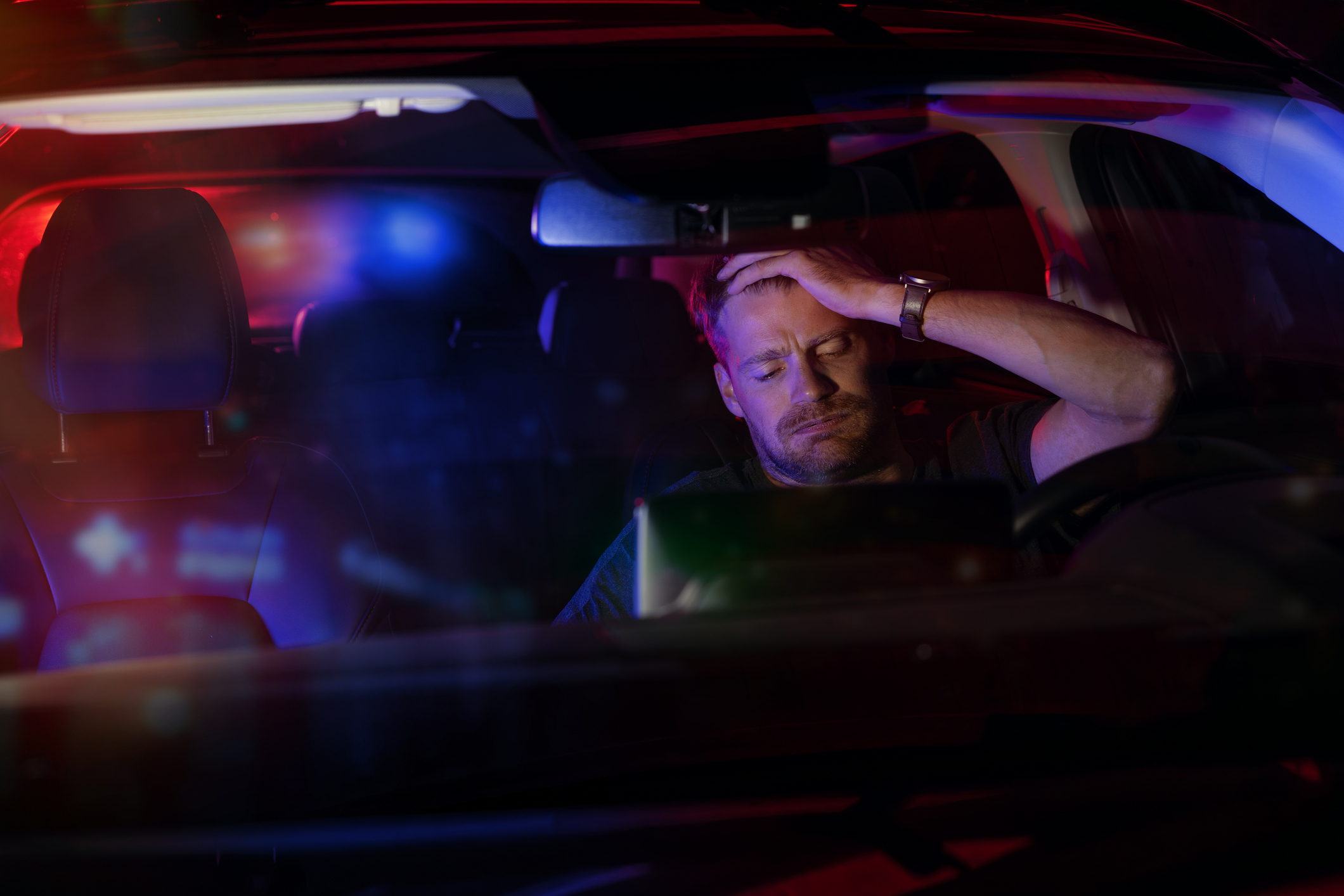 A man being pulled over by the cops