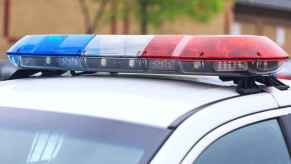 Police cruiser roof with lights off in close view