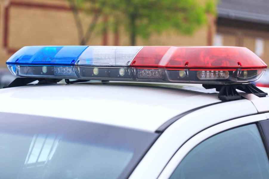 Police cruiser roof with lights off in close view