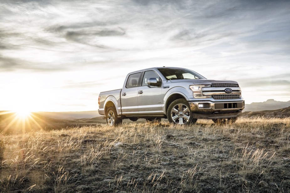 The 2018 ford F-150 off-roading in a field