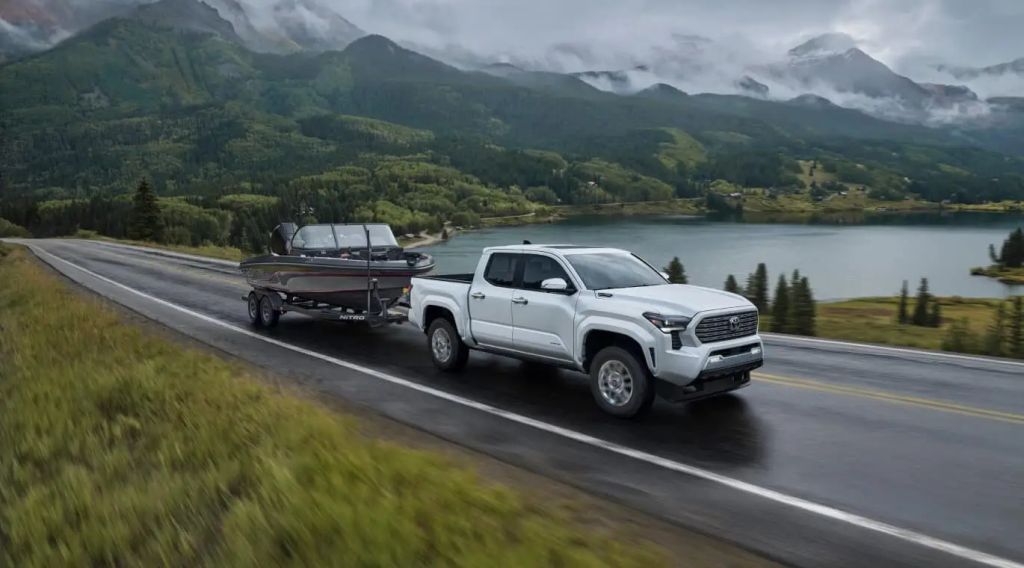 The 2024 Toyota Tacoma towing a boat