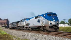An Amtrak train like this is a crash risk for cars at railroad crossings.