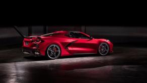 A Chevrolet Corvette, the deadliest car in America, shows off its sleek lines.