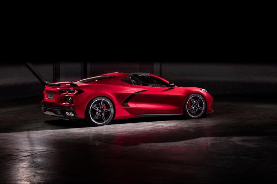A Chevrolet Corvette, the deadliest car in America, shows off its sleek lines.