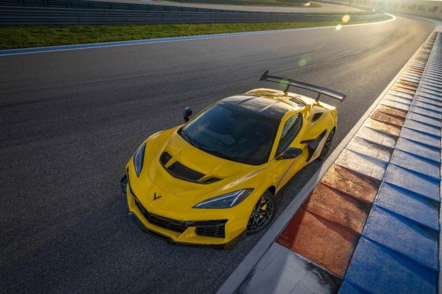 A Chevrolet Corvette ZR1, one of the fastest cars ever, on a track.