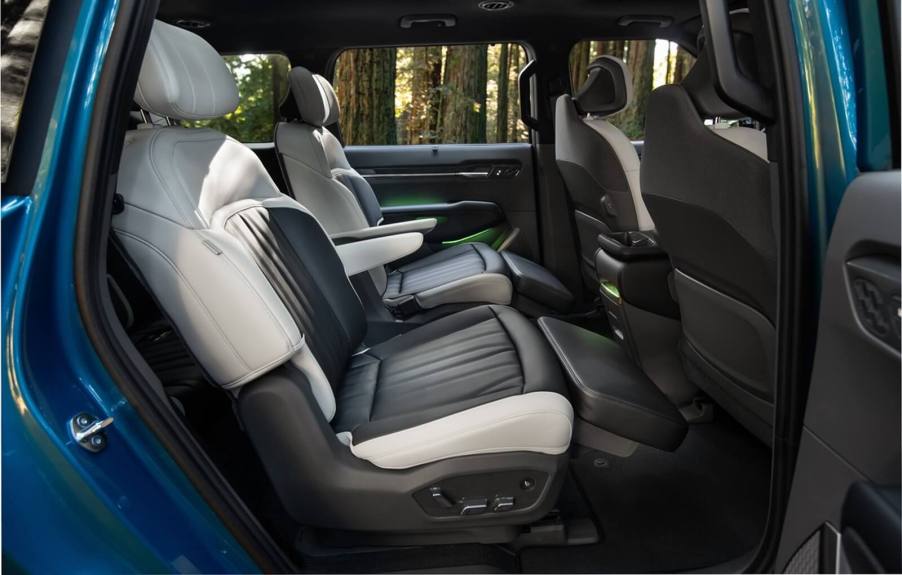 A Kia EV9 shows off the back seats named in a recent recall.