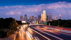 A time-lapse photo shows off night driving in Dallas, one of the cities with the highest fatal crash rate in the country.