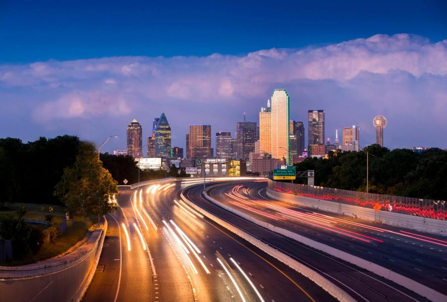 A time-lapse photo shows off night driving in Dallas, one of the cities with the highest fatal crash rate in the country.