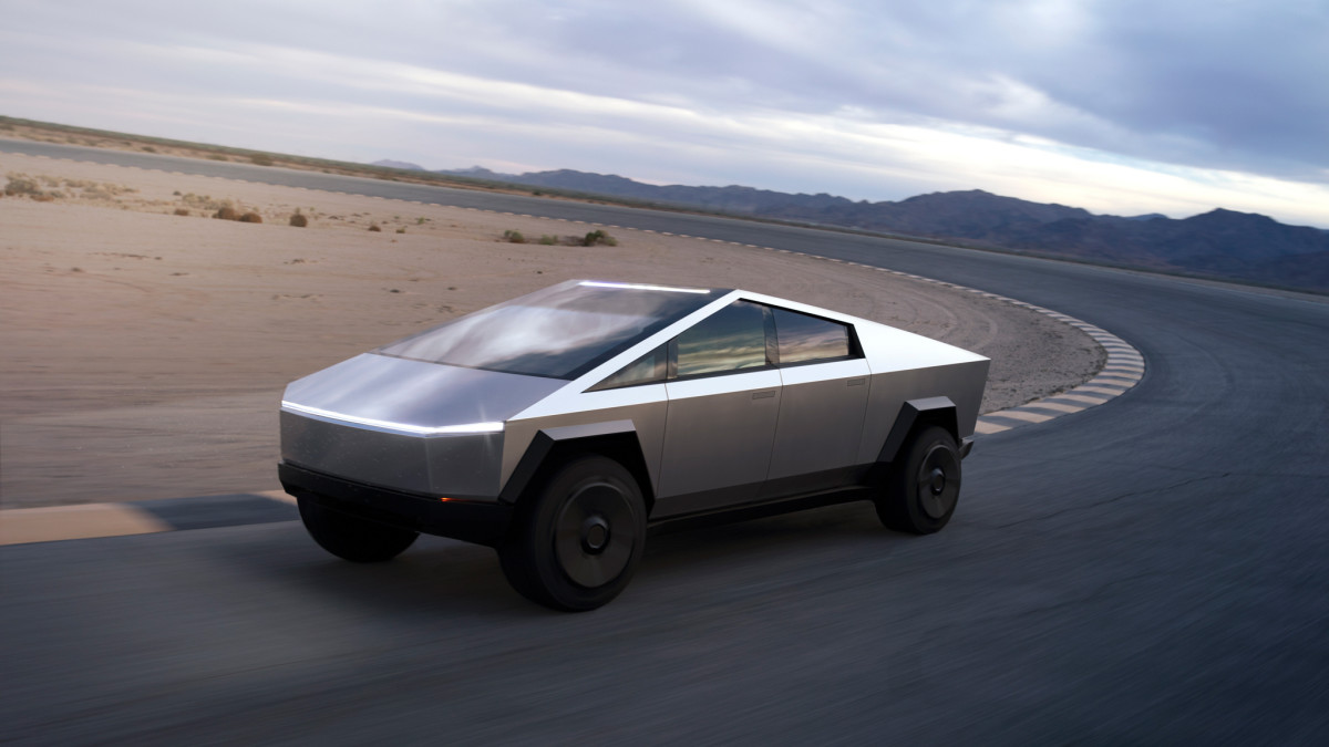 The Tesla Cybertruck on a race track