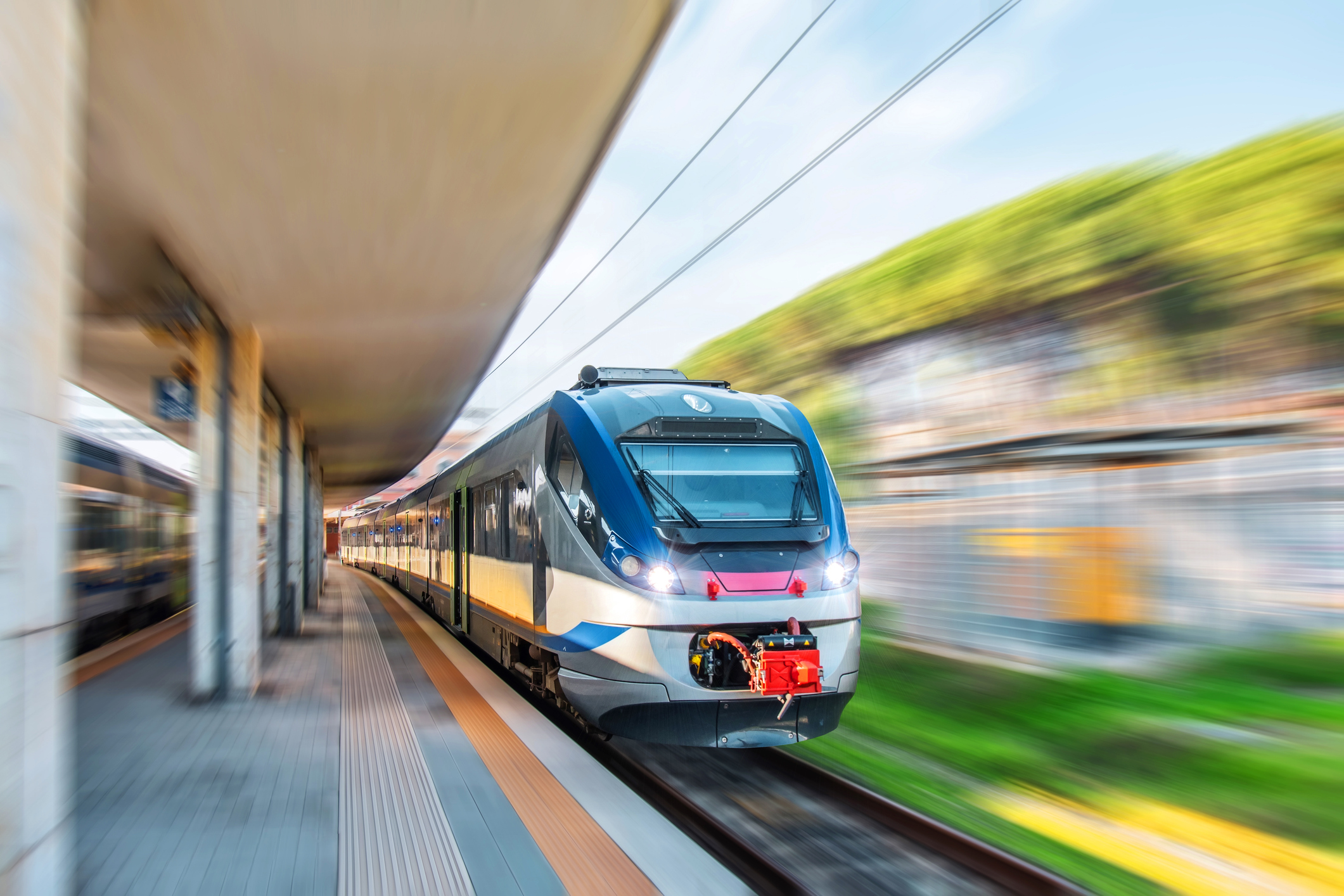 A train passing the station