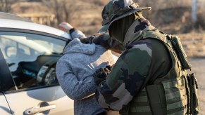 A border control officer making an arrest