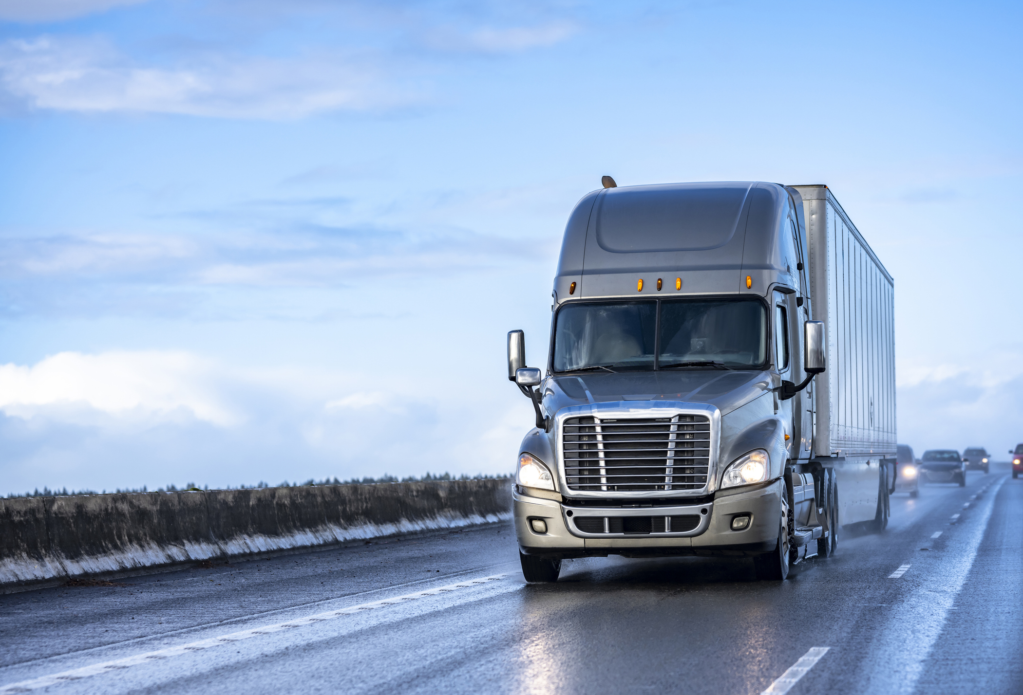 A semi truck on the highway