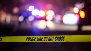 Yellow police tape at a crime scene