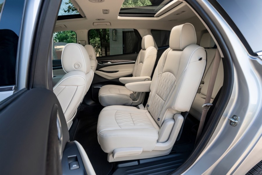 A left rear interior view of a 2022 Buick Enclave