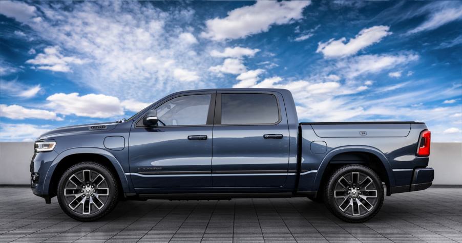 A 2025 Ram 1500 parked in left side profile view