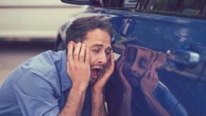 A driver expresses frustration after a hit-and-run crash.