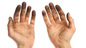 A man with dirty hands