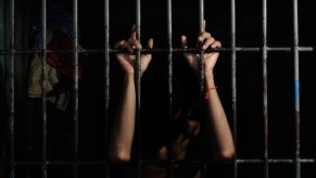 the hands of a driver on prison bars