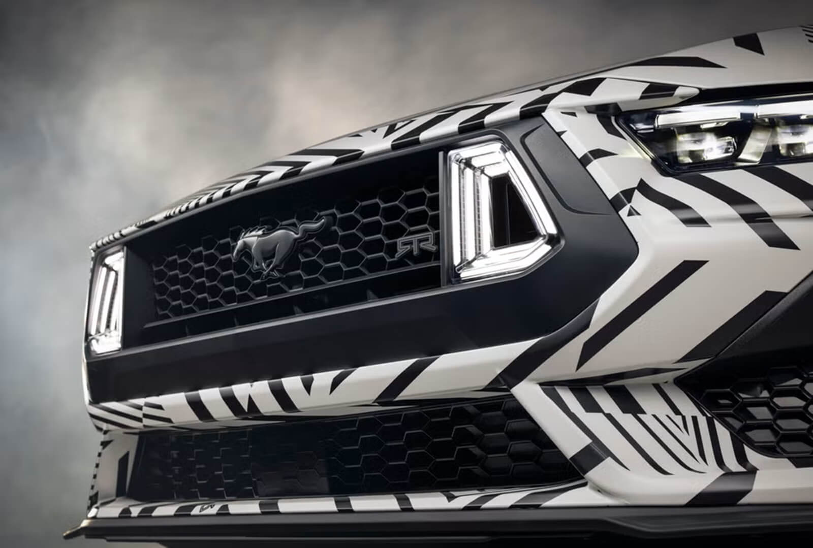 A Ford Mustang EcoBoost RTR shows off its front fascia. 