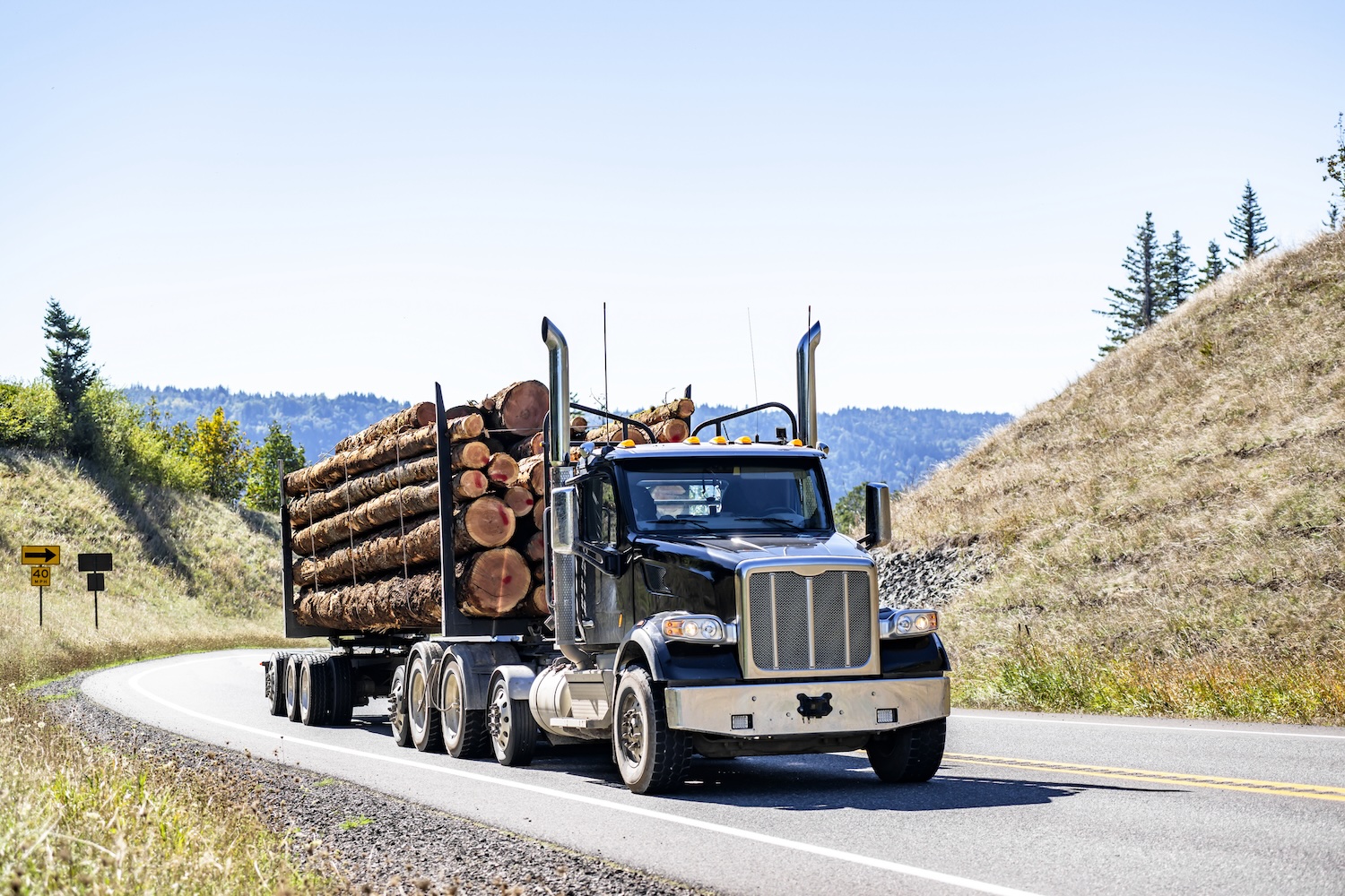 A logging truck on the road